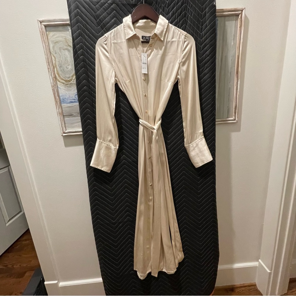 J. Crew Cream Long Sleeve Dress